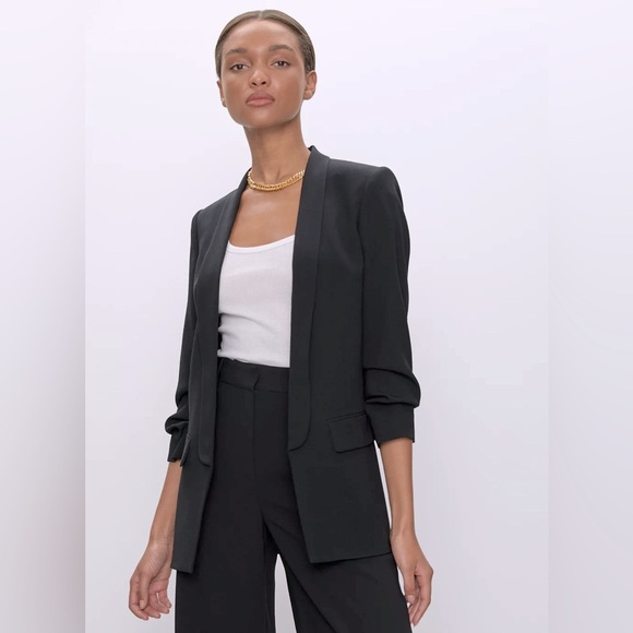 Babaton Aritzia Black Serif Collared Open Face Exposed Blazer Jacket - Picture 9 of 9